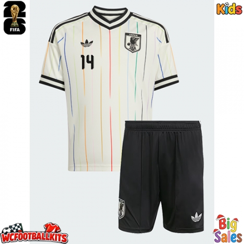 Japan Junya Ito #14 Replica Away Stadium Kit for Kids World Cup 2026 Short Sleeve (+ pants)